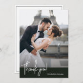 Elegant chique jet zwart bruiloft bedankkaart (Voorkant / Achterkant)