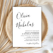 Elegant Chique Kalligrafie Monogram QR Code Bruilo Kaart