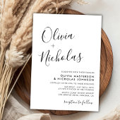 Elegant Chique Kalligrafie Monogram QR Code Bruilo Kaart