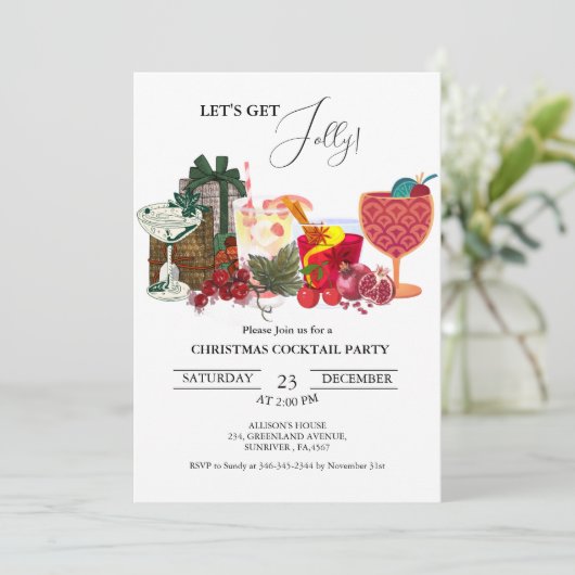 Elegant & chique kerstcocktail party kaart (Staand voorkant)