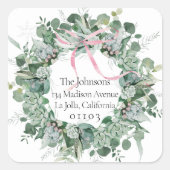 Elegant chique kerstretour adreslabel vierkante sticker (Voorkant)