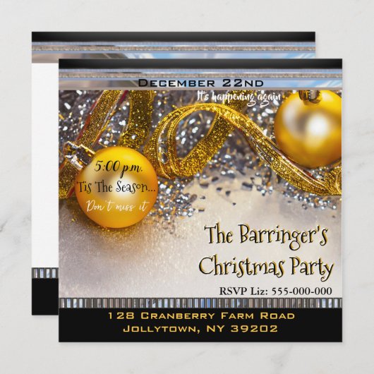 Elegant chique leuk cool feestelijk kerstfeest kaart (Voorkant / Achterkant)