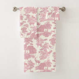 Elegant chique licht roze toile herten bos bad handdoek