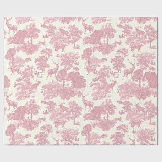 Elegant chique licht roze toile herten bos cadeaupapier (Vlak)