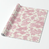 Elegant chique licht roze toile herten bos cadeaupapier (Uitgerold)