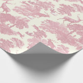 Elegant chique licht roze toile herten bos cadeaupapier (Hoek)