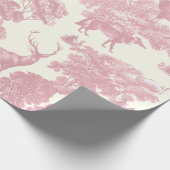 Elegant chique licht roze toile herten bos cadeaupapier (Hoek)