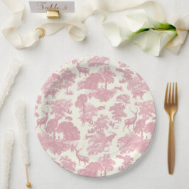 Elegant chique licht roze toile herten bos papieren bordje