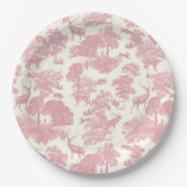 Elegant chique licht roze toile herten bos papieren bordje (Voorkant)