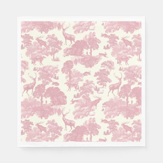 Elegant chique licht roze toile herten bos servet (Voorkant)