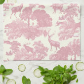 Elegant chique licht roze toile herten bos theedoek (Gevouwen)