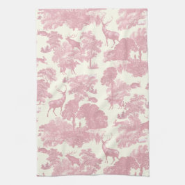Elegant chique licht roze toile herten bos theedoek