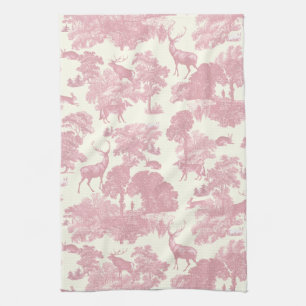 Elegant chique licht roze toile herten bos theedoek