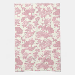Elegant chique licht roze toile herten bos theedoek