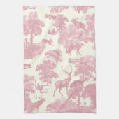 Elegant chique licht roze toile herten bos theedoek (Verticaal)