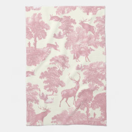 Elegant chique licht roze toile herten bos theedoek
