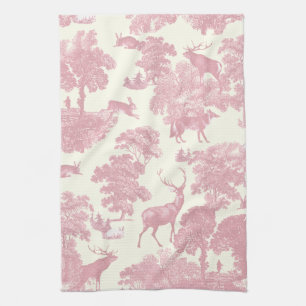Elegant chique licht roze toile herten bos theedoek