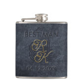 Elegant chique luxe houtskool zwart & goud monogra heupfles (Voorkant)