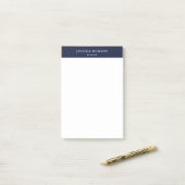 Elegant chique marine blauw gepersonaliseerd post-it® notes (Op bureau)