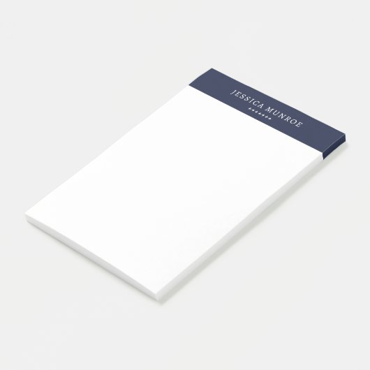 Elegant chique marine blauw gepersonaliseerd post-it® notes (Schuin)