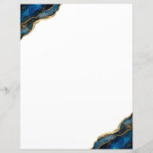 Elegant chique marine blauw goud agaat briefpapier (Achterkant)