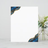 Elegant chique marine blauw goud agaat briefpapier (Staand voorkant)