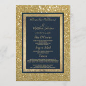 Elegant chique marine blauw goud glitter bruiloft  menu (Voorkant)