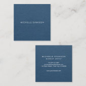 Elegant chique marine blauw minimalistisch vierkante visitekaartje (Voorkant / Achterkant)