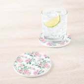 Elegant chique meisjesroze bloemig zandsteen onderzetter (Zijkant)