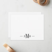 Elegant chique minimaal monogram 3 Initialen Notitiekaartje (Voorkant / Achterkant in situ)
