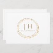 Elegant chique minimale moderne gouden monogram notitiekaartje (Voorkant / Achterkant)