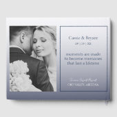 Elegant chique moderne marine blauw bruiloft gaste gastenboek (Achterkant)