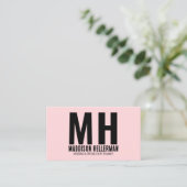 Elegant chique moderne roze monogram visitekaartje (Staand voorkant)