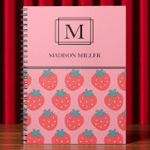 Elegant chique monogram aardbeien gepersonaliseerd notitieboek