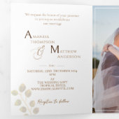 Elegant chique monogram foto drieluik wenskaart (Binnenzijde eerst)
