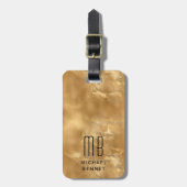 Elegant chique monogram goud bagagelabel (Voorkant verticaal)