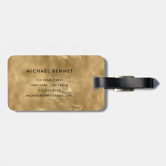 Elegant chique monogram goud bagagelabel (Achterkant horizontaal)