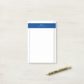 Elegant chique monogram marineblauw geometrische r post-it® notes (Op bureau)