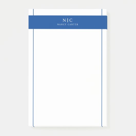 Elegant chique monogram marineblauw geometrische r post-it® notes (Voorkant)