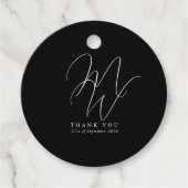 Elegant Chique Monogram Modern Zwart Bruiloft Bedankjes Labels (Voorkant)