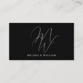 Elegant Chique Monogram Modern Zwart Bruiloft Informatiekaartje (Voorkant)