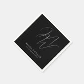 Elegant Chique Monogram Modern Zwart Bruiloft Servet (Hoek)