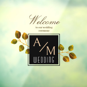 Elegant chique monogram wit raamsticker