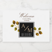 Elegant chique monogram wit sparkling wijnetiket (Enkel label)