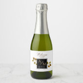Elegant chique monogram wit sparkling wijnetiket (Voorkant)