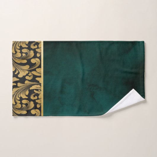 Elegant chique oud goud wervelt groen bad handdoek (Handdoek)