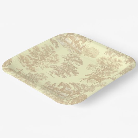 Elegant chique paard teile beige crème papieren bordje (Gebogen)