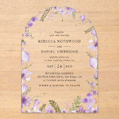 Elegant chique Paarse bruiloft Acryl Uitnodigingen (Voorkant)