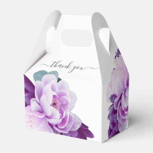 Elegant chique Paarse en zilveren bloemenbruiloft Bedankdoosjes (Achterkant)