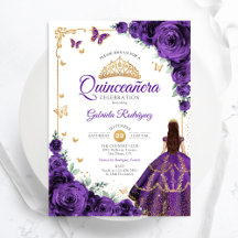Elegant Chique Paarse Rozen Gold Quinceanera
